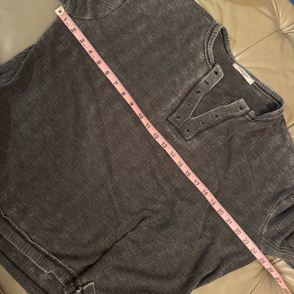 Project Social T Oversized Charcoal Waffle Knit Long Sleeve Top - Picture 6 of 8